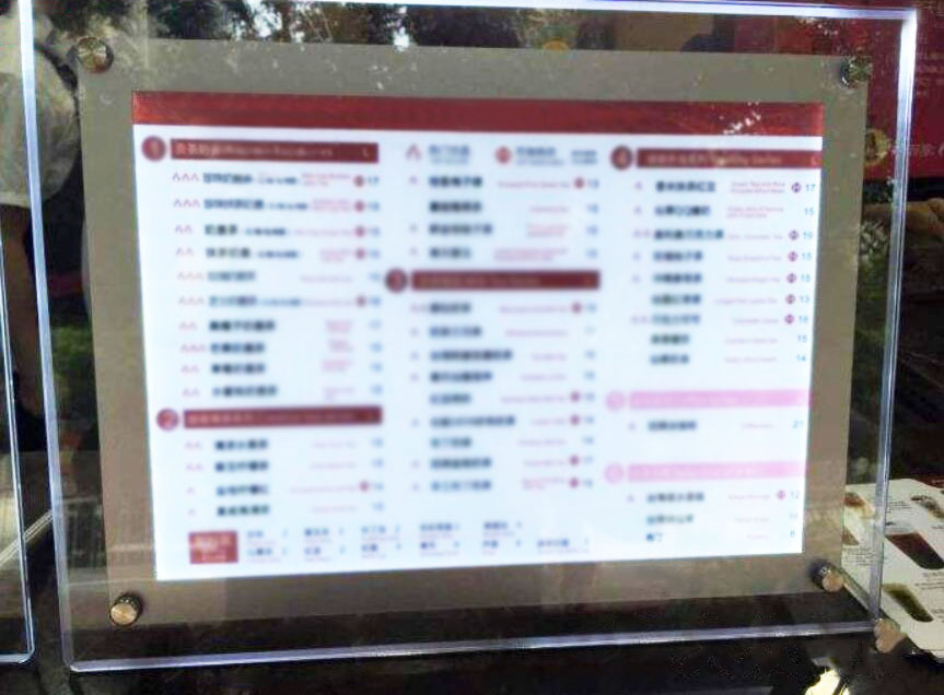 LED Light Sheet Backlit Store and Shop Menu